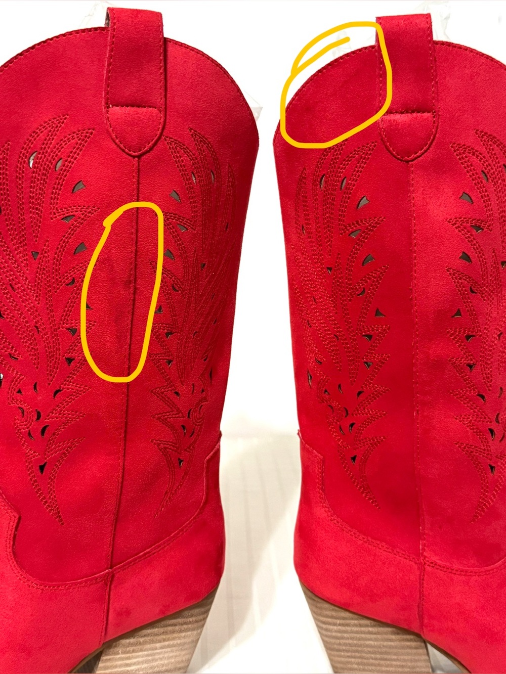 VICI Arnell Western Cowgirl Boots Suede Laser Cut Red Women’s Size 8.5 - Picture 11 of 16